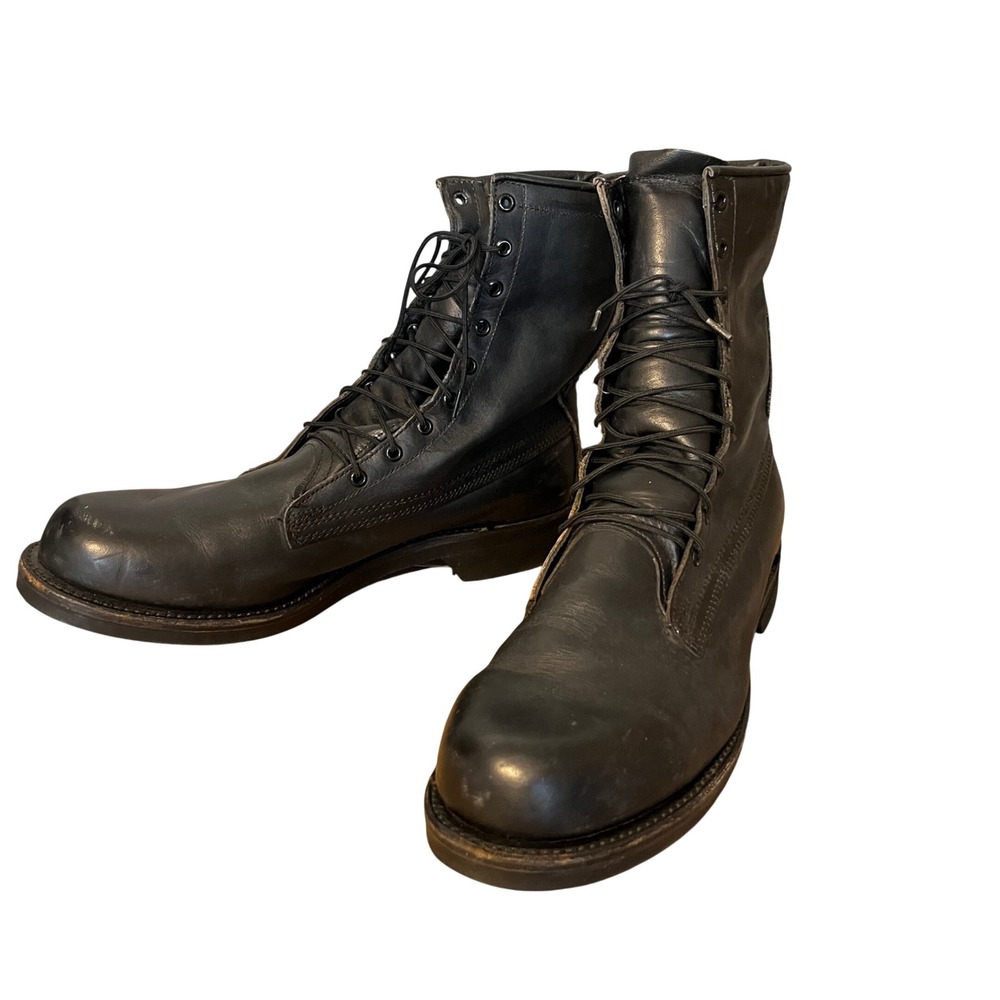 Vintage US Military Combat Boots Black Leather Lace Up‎ 1987 Size 9.5 D